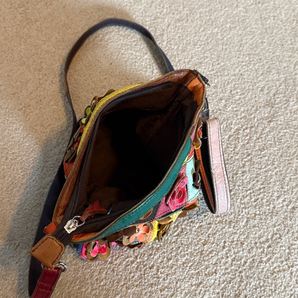 Leather Patchwork Flower Handbag Shoulder Strap C… - image 3